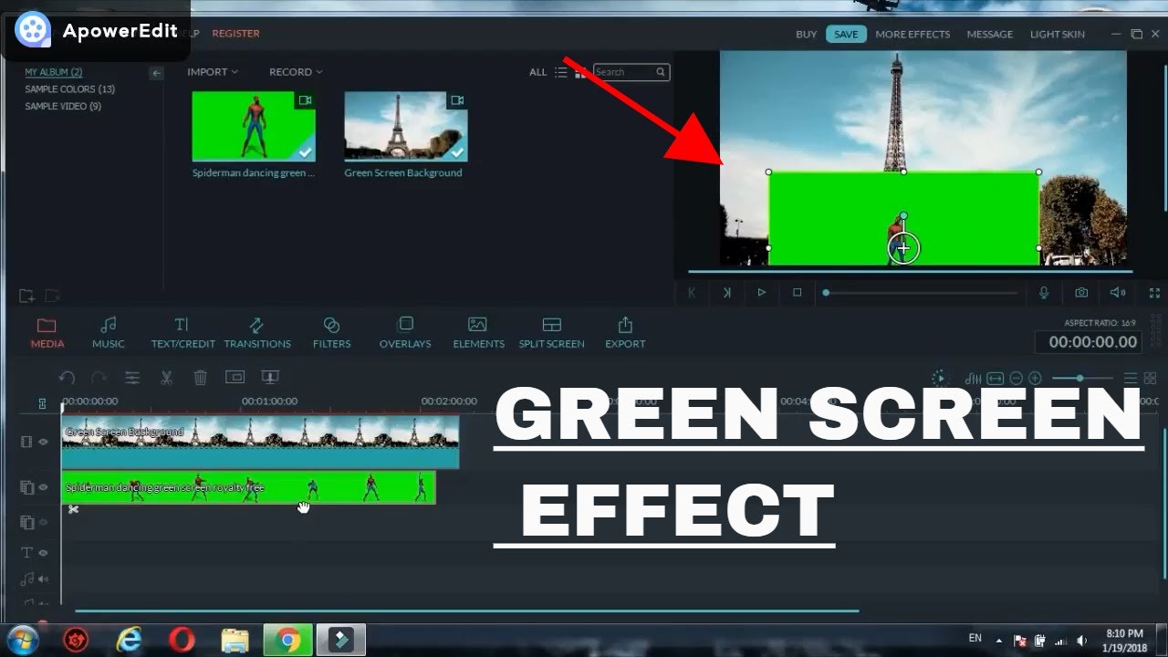 use green screen in filmora 9